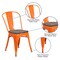 Merrick Lane Amsterdam Series Dining Chair - Blue Metal Frame - Textured Wooden Seat - Slatted, Curved Back